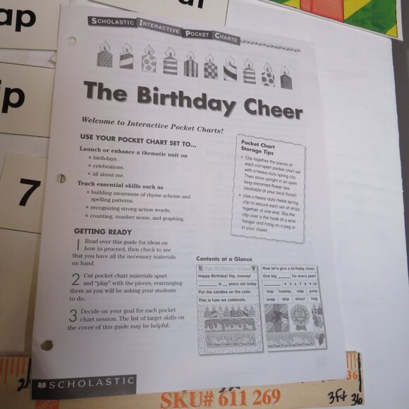 Birthday POCKET CHART complete set LAMINATED Scholastic - Picture 10 of 13